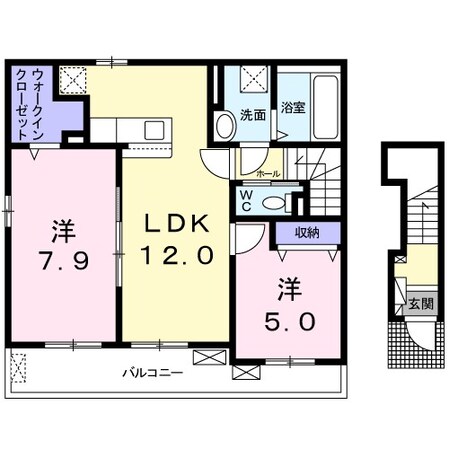 恩智駅 徒歩8分 2階の物件間取画像